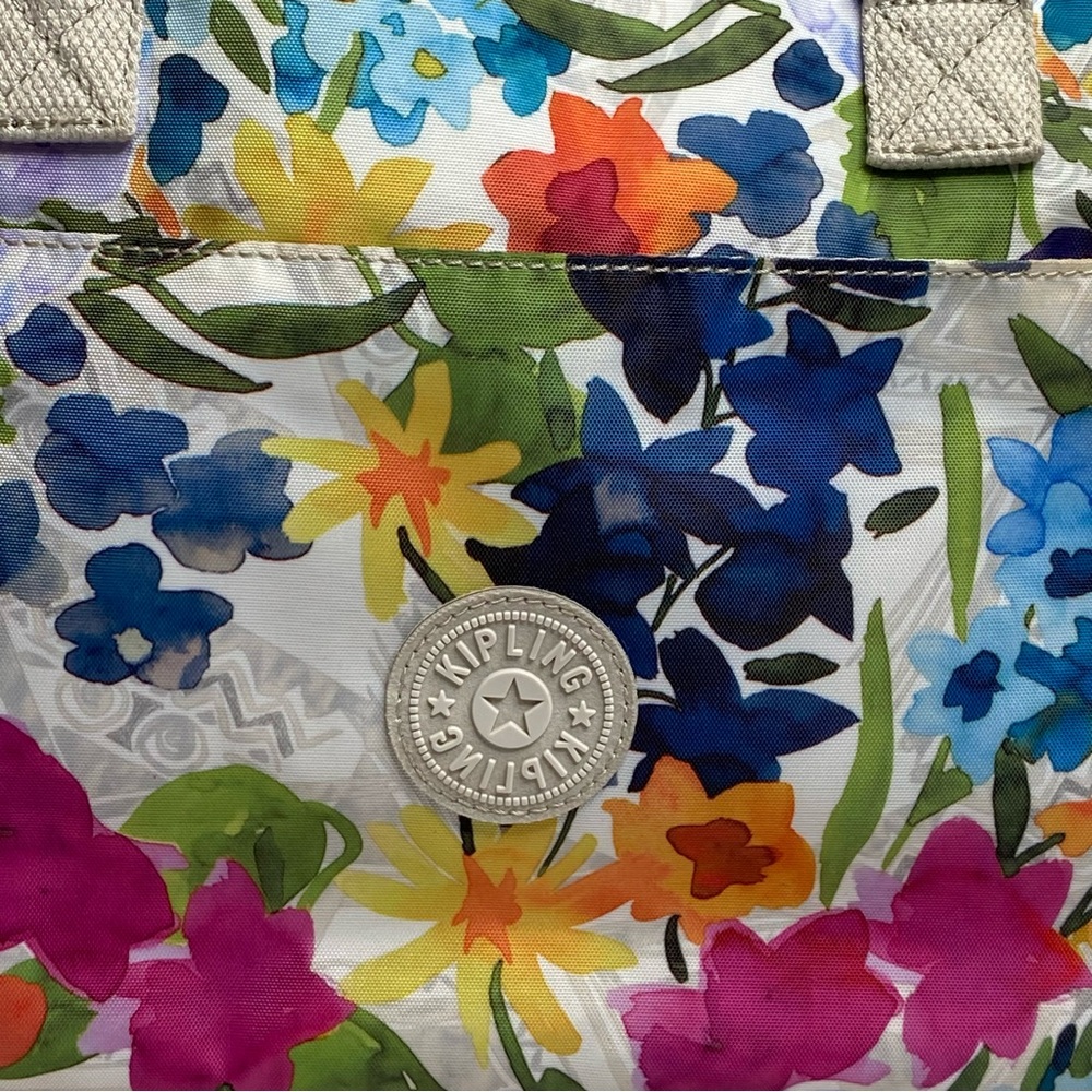 Kipling Multicolor Floral Bethel Shoulder Bag Purse Water Color Multi Pocket - Picture 3 of 15